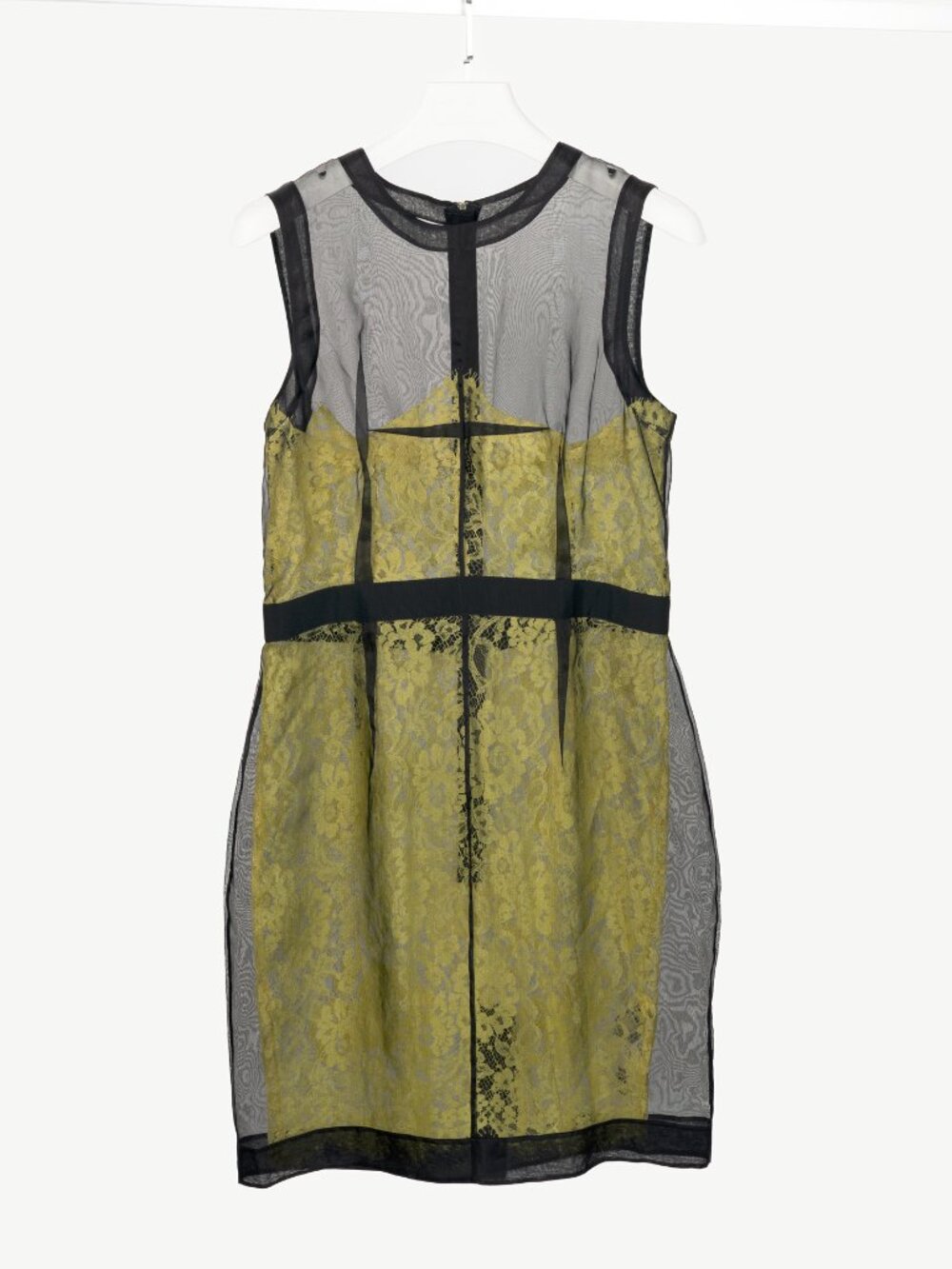 D&G Dolce & Gabbana Yellow Organza & Lace Silk Sheath Dress